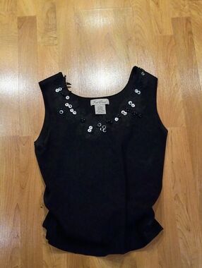 Fred David Black Embellished Sleeveless Camisole
